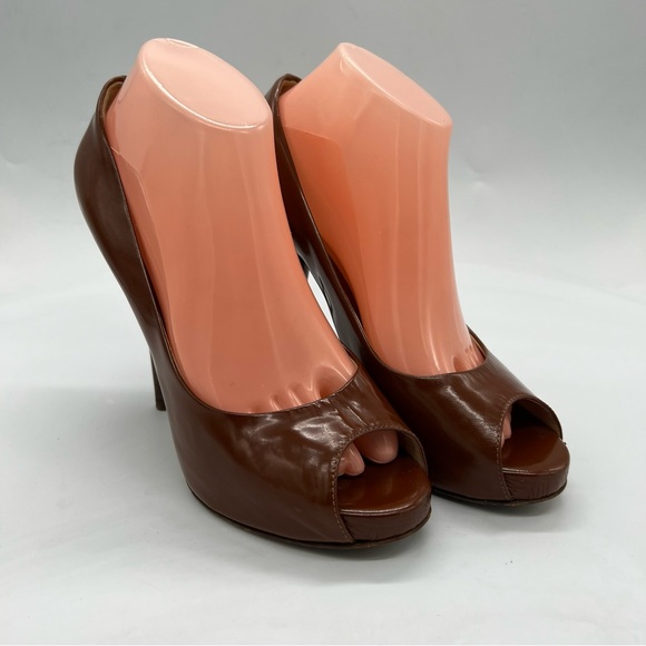 Fendi Shoes - Fendi Brown Peep-toe Heels
